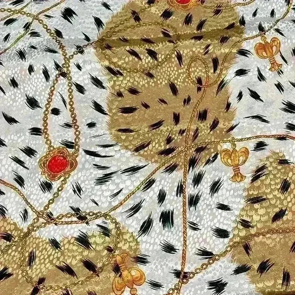 Vintage Leopard print/gold jewels scarf 36” x 36” - Picture 5 of 5